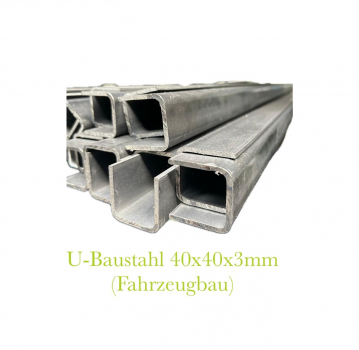 Preview: U-Baustahl 40x40x3mm S235JR EN10162 (Fahrzeugbau)