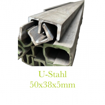 Preview: U-Stahl  50 (50x38x5mm) S235JR EN10279/EN10025