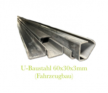 Preview: U-Baustahl 60x30x3mm S235JR EN10162 (Fahrzeugbau)